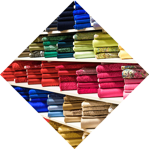textiles foldes on shelves